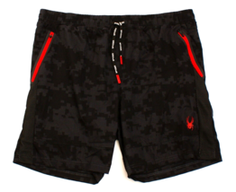 Spyder Active ProWeb Black Pattern Stretch Athletic Shorts Men&#39;s M - $67.31