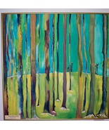 Art,Original Painting, Silk, Fine Art, Forest Through The Trees,29x29 - £216.24 GBP