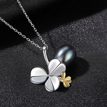 S925 Sterling Silver Necklace Day Fashion Pearl Necklace Women's Four-Leaf Clove - £19.69 GBP