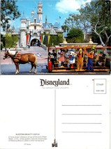 Disneyland Sleeping Beauty Castle Horse Drawn Streetcar Drawbridge VTG Postcard - £7.57 GBP