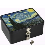 Retro Style Rectangle Tinplate Storage Box With Padlock, Home, Star Night - $33.99