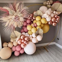 Dusty Pink Yellow Balloon Garland Double Stuffed Blush Pink Mustard Brown Balloo - £32.10 GBP