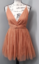 Young X Wild Tulle Mini Dress Women Medium Peach Sleeveless Wrap V Neck ... - $22.98