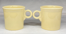 Fiesta Ware Coffee Cups Mugs Set of 2 O Ring Handle Homer Laughlin HLC Yellow - £7.46 GBP