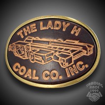 Vintage Leather On Metal Belt Buckle The Lady H Coal Co. Inc. - £17.57 GBP