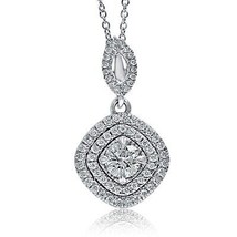 Träne Rundschliff Diamant Anhänger Halskette 40.6cm Kette 14k Weiss Gold (0.72 - £985.22 GBP