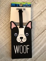 woof boston bulldog Black luggage tag - $8.90