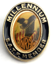 NRA Millennium Member Vintage Pin SATF Eagle USA Flag Oval Gold Tone - £9.61 GBP