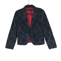 Apostrophe Womens Blazer Jacket Tie Front Velvet Burnout Floral Black 10 - $12.59