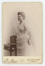 Antique Circa 1880s Cabinet Card Beautiful Young Woman Wearing Glasses Lima, OH - £9.57 GBP
