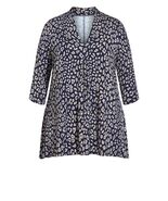 AVENUE Ellis Print 3/4 Sleeve Tunic navy animal size 18 Relaxed fit Soft... - $49.68 CAD