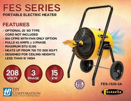 Fostoria FES-1520-3A Portable Electric Salamander Heater, 15KW 208V 3Ph - £1,097.93 GBP