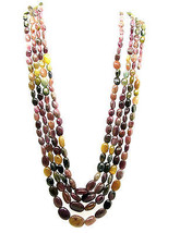 445.4Ct 100% Natural Multi color Tourmaline 4 Line Beads Necklace Mothers day - £56.37 GBP