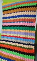 Handmade Crochet Afghan Multicolored  Cover Up Blanket Sofa Throw Roseanne - £28.83 GBP