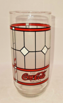 Vintage Libbey Coca Cola Glass Frosted Tiffany Style Window Pane Drinking Cup - £9.86 GBP