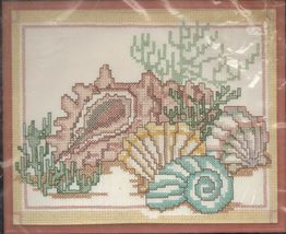 Golden Bee Candamar Designs Stamped Cross Stitch Sea Shells Kit 8&quot; x 10&quot;... - $14.99