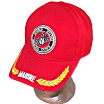 United States Marine Corps USMC Logo Olive Leaves Trim Red Baseball Hat USA  Cap - £27.93 GBP