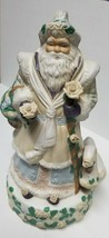 Victorian Santa Christmas Wind Up Musical Table Piece Swan Roses White C... - $16.35