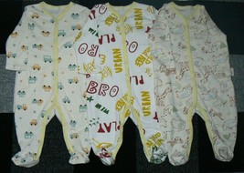 Newborn Long Sleeves Pajama Romper(3-6months)100% Cotton-3pc Pack - £14.45 GBP