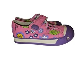 Keen Toddler Size 10 Pink &amp; Purple Floral Sneakers Single strap Rubber Toe Kids - £15.99 GBP