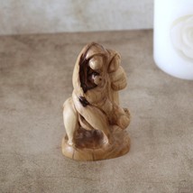 Hand Carved Faceless Wooden Sculpture of Joseph, Maria, and Jesus Fleein... - £59.06 GBP