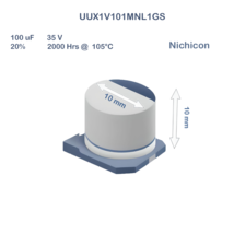 10X UUX1V101MNL1GS Nichicon 100uF 35V 10x10 Aluminum Electrolytic Capaci... - $5.00