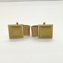 Vintage Swank Wrap Cufflinks Gold Tone textured brushed middle square - £9.48 GBP