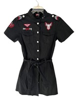 Raw Blue Womens Black Military-Inspired Shirt Dress With Red Embroidery ... - $29.69