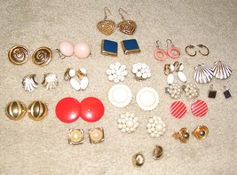 Vintage Lot: 21 Pr Earrings: Pierced, Clip Ons &amp; Screw Backs - £14.81 GBP
