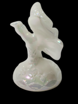 Fenton White Opalescent Butterfly On Branch Ring Holder Art Glass 5&quot; Tall - $53.28