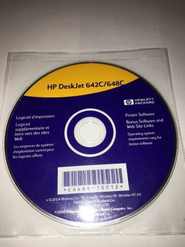 Primary image for HP Deskjet 642C/648C WINDOWS 3.1x,95,98,NT 4.0,v 3.1 Mac OS 8.1&USB CD COMP SOFT