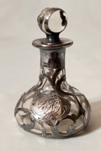 Antique Vintage Alvin No. 43 Glass Perfume Bottle with .999 fine Silver ... - $89.99