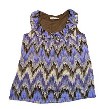 Signature by Larry Levine Tank Top Womens Medium Brown Purple Chevron Tu... - £9.51 GBP