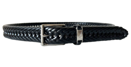 Nautica Black Braided Bonded Leather Belt Silver Tone Buckle - Men&#39;s 38 - £19.00 GBP