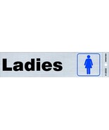Ladies DOOR Symbol SIGN Adhesive Silver Aluminum rest room 8&quot;x2&quot; Hillman... - $31.33 CAD