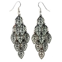 SHIMMERING CHANDELIER DROP EARRINGS Leaf Filigree Boho Gypsy Belly Dance... - $149.22 MXN