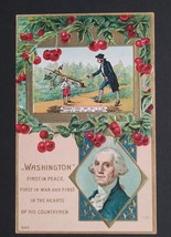 George Washington Hatchet Cherries Patriotic Gold Embossed Postcard c1910&#39;s - £7.85 GBP