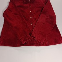 Ruff Hewn Women's XL Red Suede Genuine Leather Jacket Collared Pearl Snap Button image 13