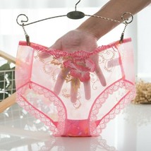 Lady Sexy Embroidered Panties Sheer Mesh Transparent Lace Underwear Underpants - £4.09 GBP