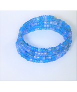 Bracelet Bead Glass Blue Memory Wire Size Average New Handmade - $12.00