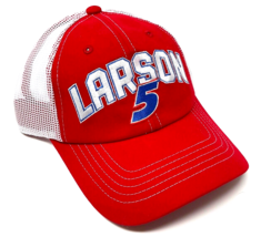 Nascar Racing #5 Kyle Larson Red White Curved Bill Mesh Trucker Snapback Hat Cap - £16.71 GBP