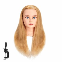 20-22 100% Human Hair Mannequin Head Cosmetology Manikin Head Doll Head With F - £38.32 GBP