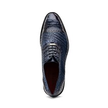 John Exotic Classic Dress Oxford Woven Calfskin Crocodile Shoes Navy image 4