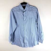 Black Brown Button Up Shirt Striped 80&#39;s 2-Ply Fitted Long Sleeve Blue 1... - £7.76 GBP