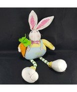 White Easter Bunny Rabbit Shelf Sitter Yellow Shirt Plush Stuffed Button... - €16,27 EUR