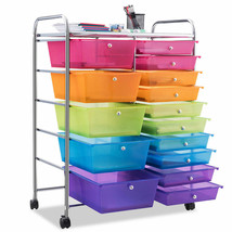 15 Drawer Rolling Storage Cart Tools Scrapbook Paper Office School Organizer NEW - £116.17 GBP