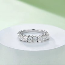 2.10 Ctw Lab Created Diamond 14K White Gold Plated 7 Stone Engagement Band Ring - £66.75 GBP