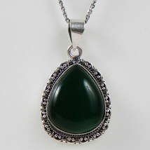 925 Sterling Silver Green Onyx Gemstone Handmade Pendant Necklace Women PSV-1381 - £25.80 GBP+