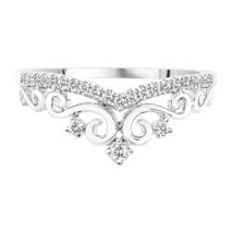 0.20CT Diamante Rotondo Donna Principessa Corona Regina Argento Fede Nuziale - £66.52 GBP