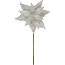 US Seller 22&quot; Pearl White Glittered Poinsettia Christmas Stem Spray Fast Shippin - $36.98